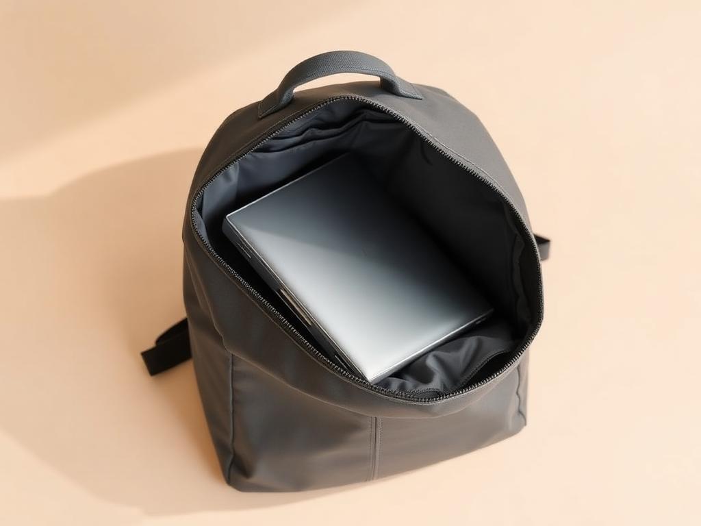 Charcoal commuter backpack with padded laptop sleeve