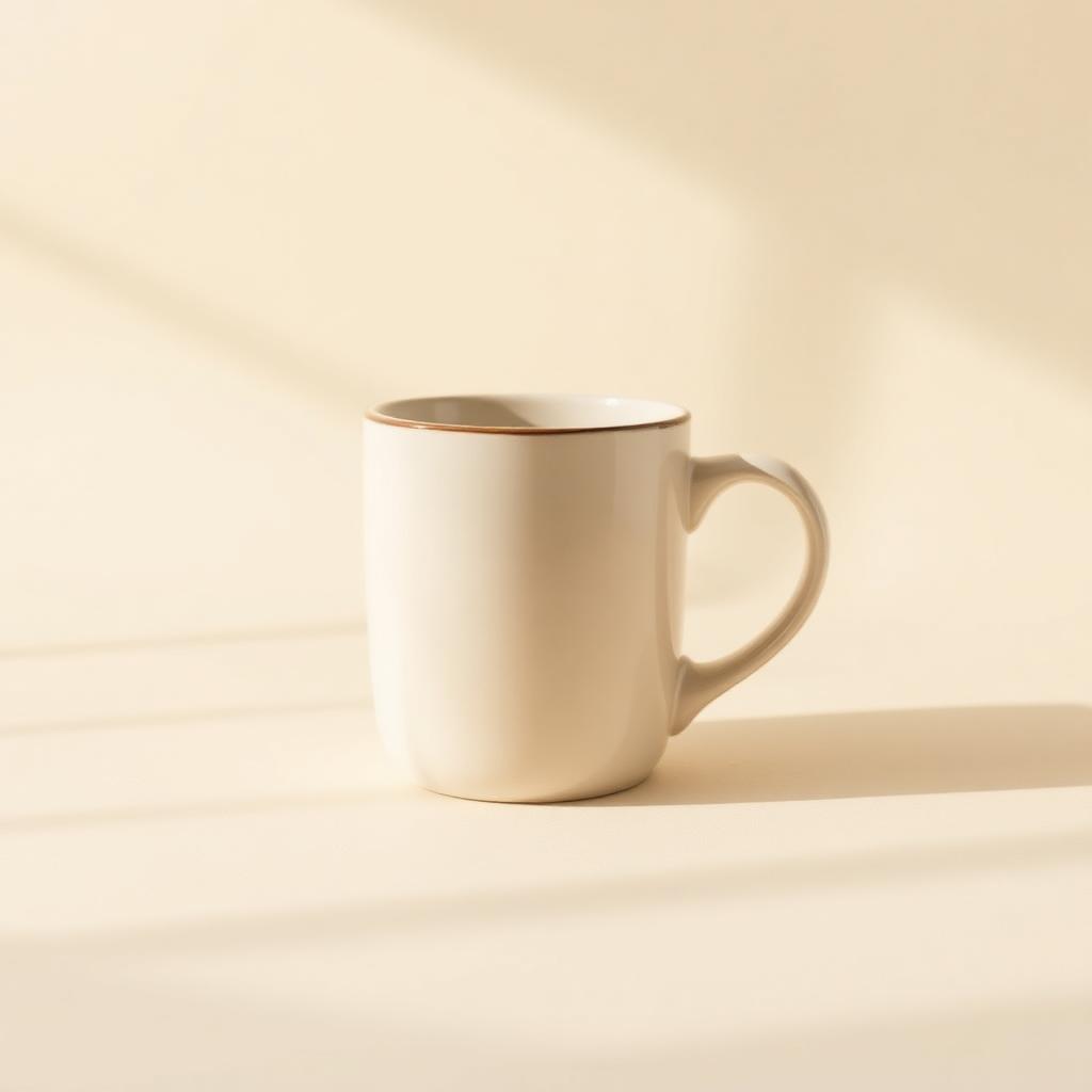 Large ceramic coffee mug on a clean cream background