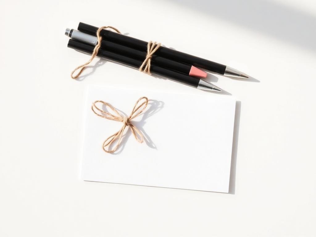 Gift card styled image paired with pens as a practical add-on