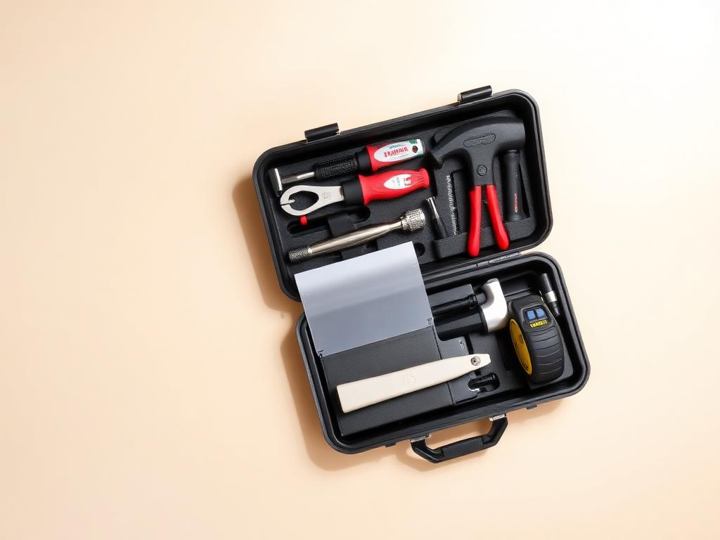 Compact household tool kit in a storage case