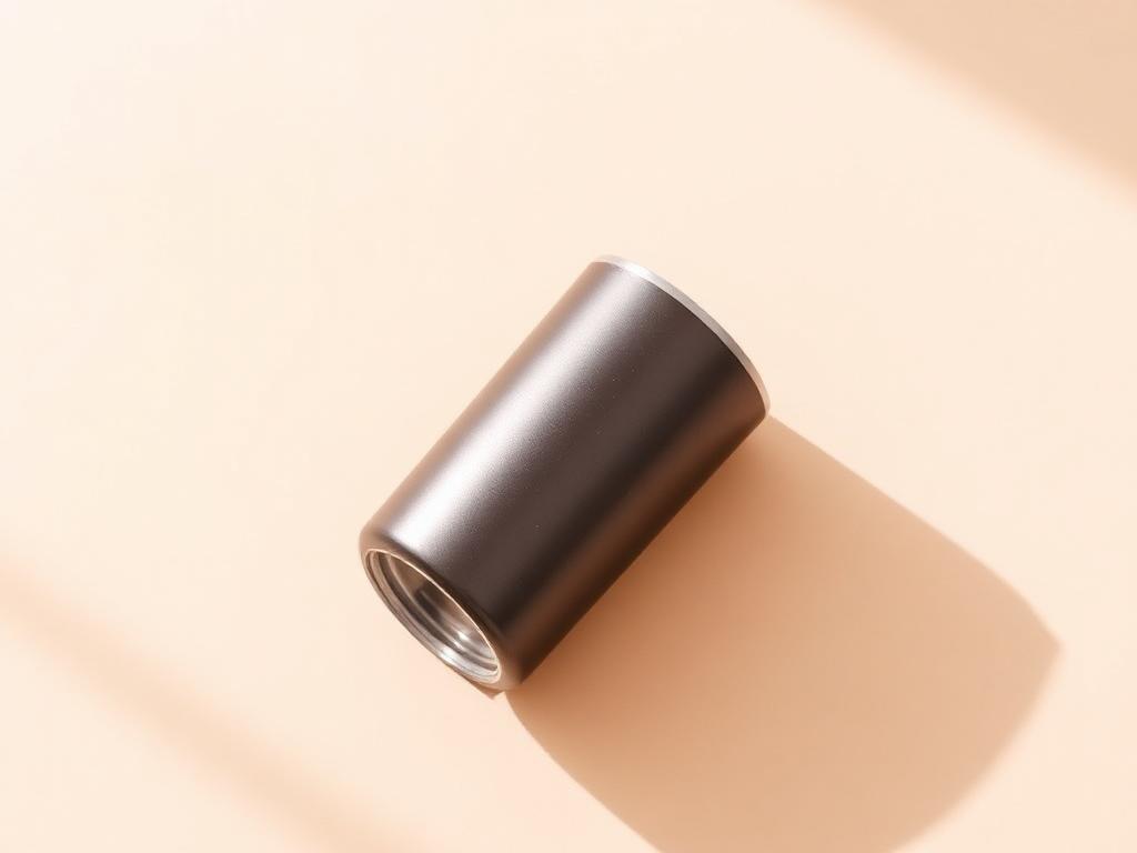 Matte stainless steel insulated tumbler on a soft beige background